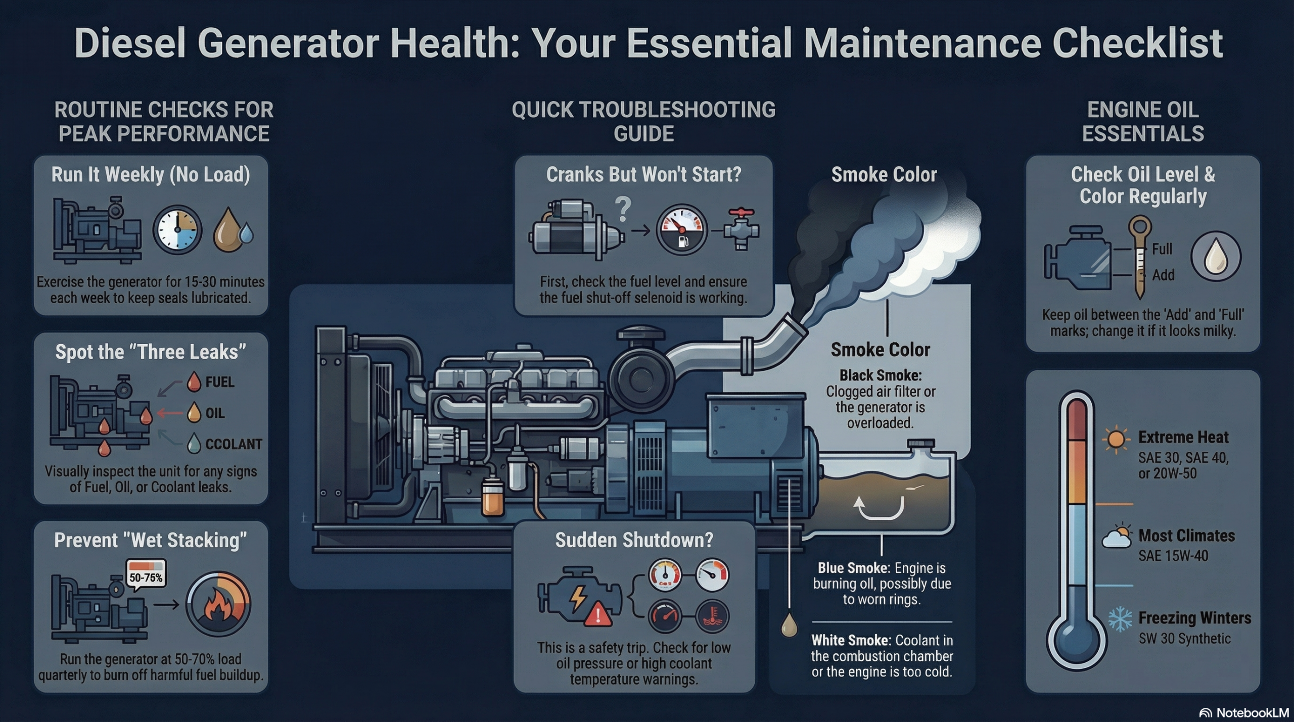 Diesel Generator Engine Oil Maintenance Check and How to Diagnose?